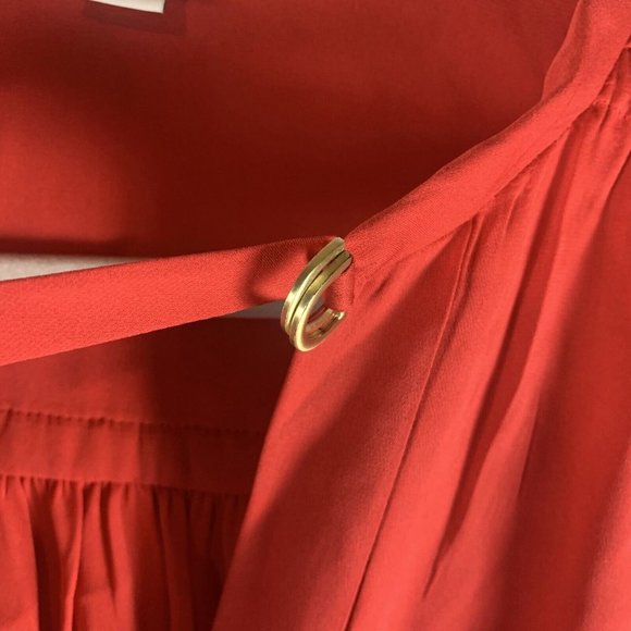 Diane von Furstenberg Silk Blouse‎ Womens 2 Red Tie Neck Long Sleeve 7647 - Picture 5 of 10